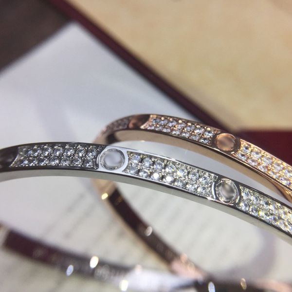 

womens bracelet gold torque bangle double row diamond luxury jewelry width 5mm hidden inlay process high fade resistant bracelets designer f, Black
