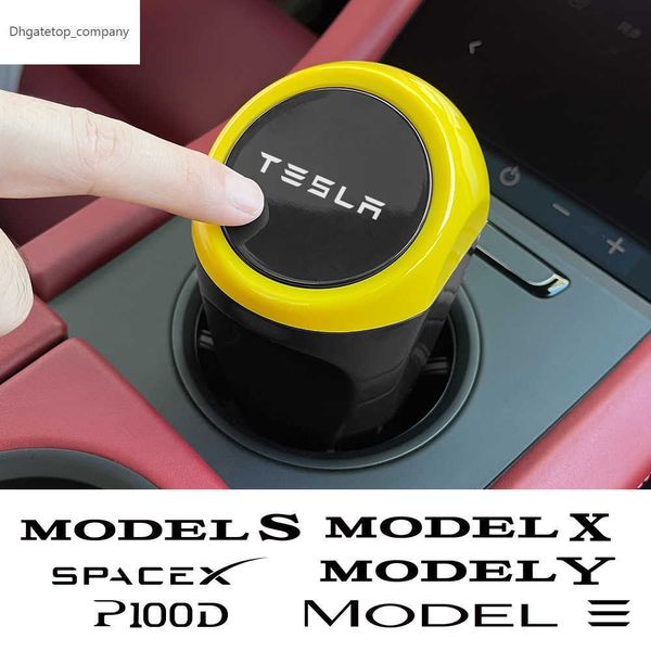

car pressing type garbage trash can dust case rubbish storage box holder auto accessories for tesla model 3 x s y p100d spacex