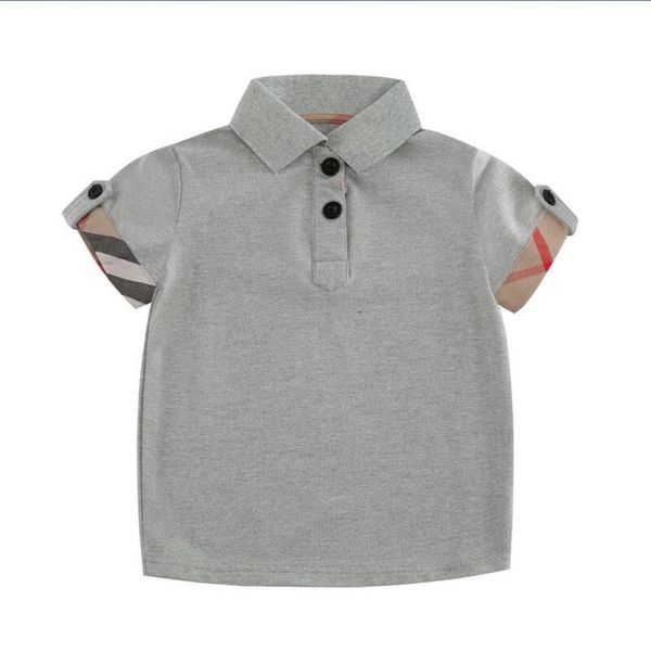 

boys' summer short sleeve t-shirt cotton lapel casual grey children's 767, Blue