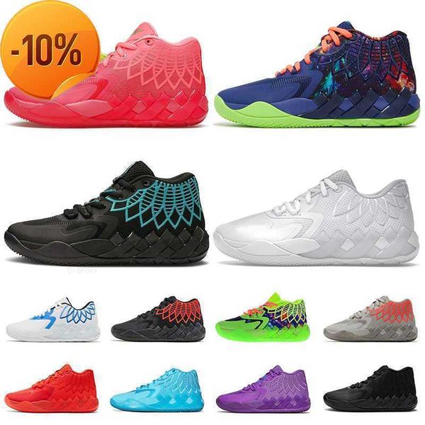 

2023 rick and morty lamelo ball shoe mb 01 mens queen city rock ridge red galaxy buzz city purple triple black fashion sports 1th.