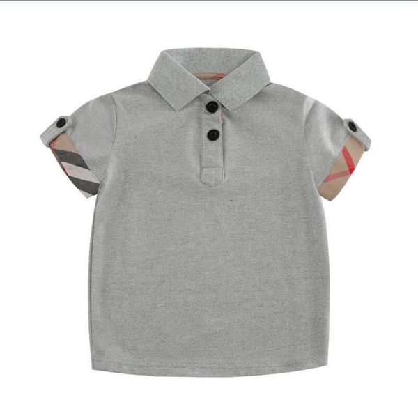 

boys' summer short sleeve t-shirt cotton lapel casual grey children's 79f, Blue