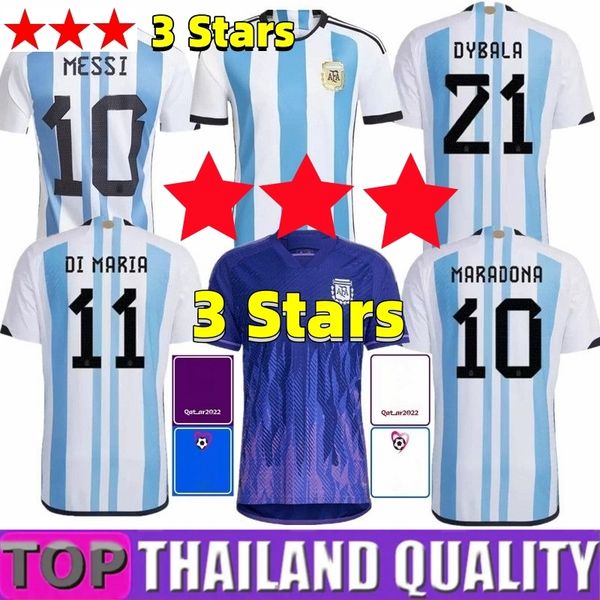 

2022 argentina soccer jerseys 3 stars messis dybala de paul di maria national team maradona football shirt fans player version 22 23 men wom, Black;yellow