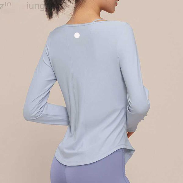 

suit shirt yoga long t sleeve moisture absorption professional sports shirt fitness dance running autumn fast drying lululemens womens tshir, White