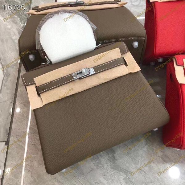 

new women's bag luxury designer handbag fashion togo cowhide silver hardware metal lock bag large capacity horizontal rectangular shoul