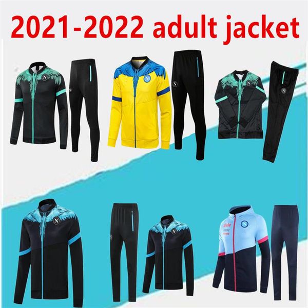 

2021-2022 napoli tracksuit hamsik insigne callejon zielinski ssc naples long zipper jacket set soccer veste suit2341, Black