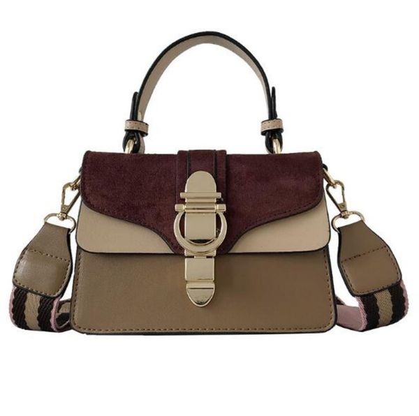 

new fashion color contrast women's bag broadband removable buckle versatile one shoulder crossbody bag