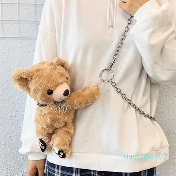 

handbags s net red bouncing little bear messenger bag ins creative teddy chain plush korean version one shoulder291m