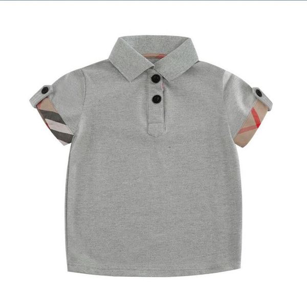 

boys' summer short sleeve t-shirt cotton lapel casual grey children's 02e, Blue