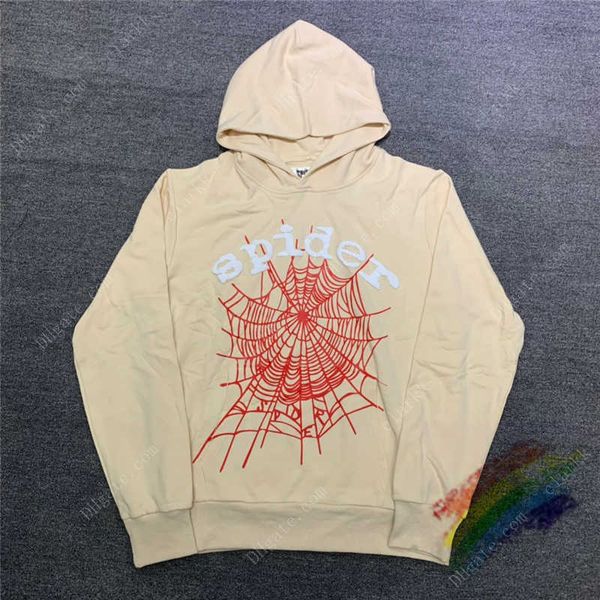 

apricot sp5der hoodie men women red 3d foam printing spider web hooded young thug pullover, Black
