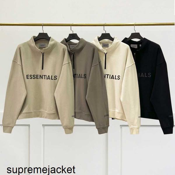 

hoodie sweatshirt new fashion half-zip stand collar sweatshirt hip hop pullover turndown streetwear, Black