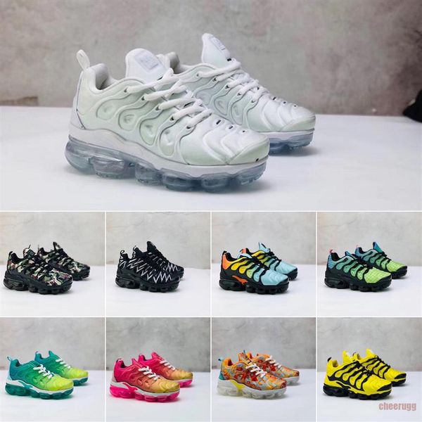 

tn plus kids trainers running shoes breathable girls boys youth tns bumblebee rainbow designer sports sneakers size 24-352578, Black