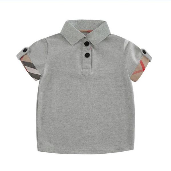 

boys' summer short sleeve t-shirt cotton lapel casual grey children's 90j, Blue