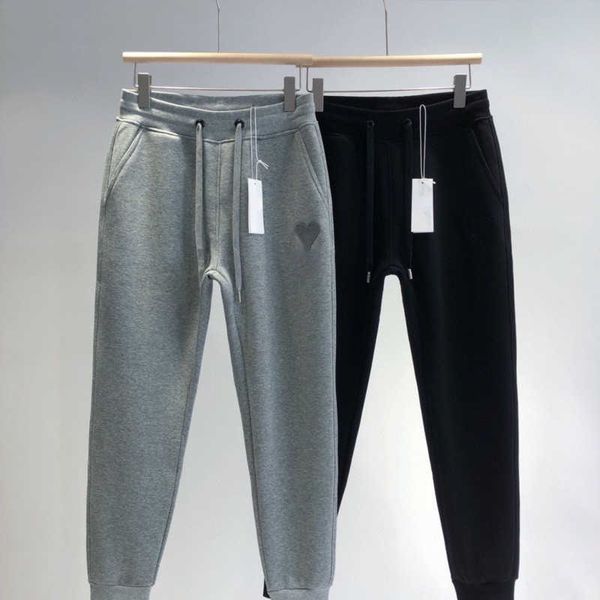 

designer pants winter cotton bottoming trousers mens womens plush thickened slacks fleece loose sweatpants fashion, Black