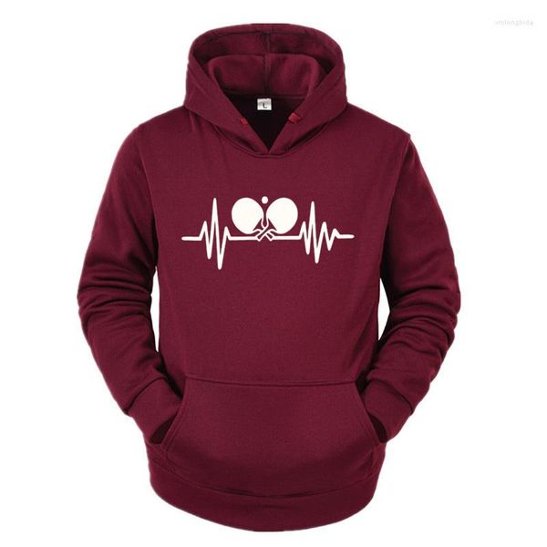 

men's hoodies winter table tennis heartbeat men print o-neck long sleeve cotton sweatshirts casual loose oversized hoodie en's &, Black