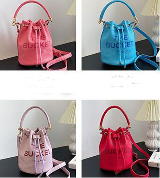 

pu leather bucket bag embossing drawstring cross body handbag woman branded shoulder bags casual practical large capacity plain purse totes