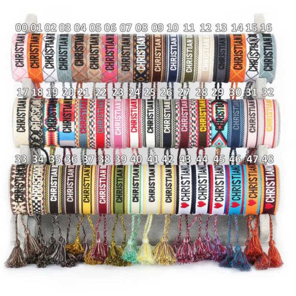 

women's luxury fashion bracelets brand bangle d designer jewelry embroidered word bracelet letter rope woven tassel simple trinket men, Black