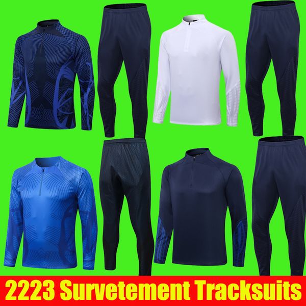 

2022 2023 french men football tracksuit training suit half zipper jacket soccer futbol mbappe griezmann benzema chandal jogging survetement, Black