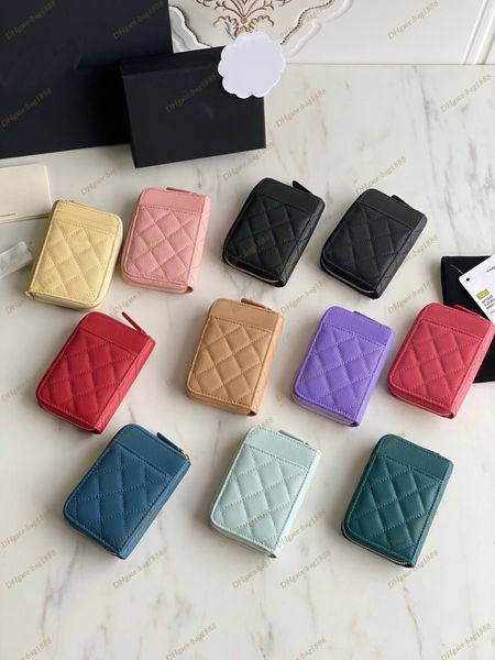 

classic women's purse luxury designer card bag fashion rhombus caviar cow leather zipper key bag ap1650, Red;black