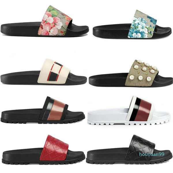 

2021 designer men women sandals with correct flower box dust bag shoes snake print slide summer wide flat sandals slipper3171, Black