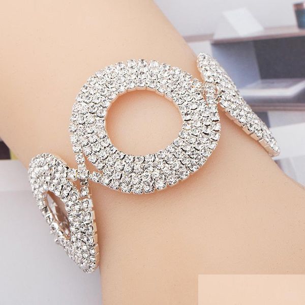 

charm bracelets sier rhinestone crystal bracelets for women fashion jewelry circle bracelet bangles wedding accessories drop delivery dharu, Golden;silver
