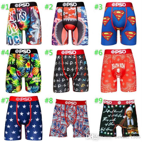 

psd shorts mens underpants with bags halloween christmas lingerie ice silk quick-drying boxers breathable underwear branded m291n, Black;white