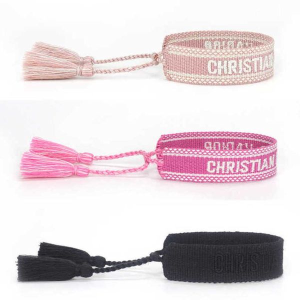 

fashion women's luxury bracelets d brand designer bangle letter embroidery bracelet hand woven jewelry bohemian rope trinket men girl f, Golden;silver