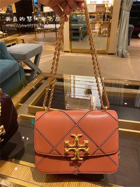 

torys leather designer bags torys luxurys american women's eleanor cowhide shoulder crossbody chain small square