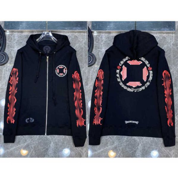 

luxury fashion men's sweatshirts designer classic hoodies zipper hooded sweater cross pullover sanskrit hoodie casual men women coat s, Black