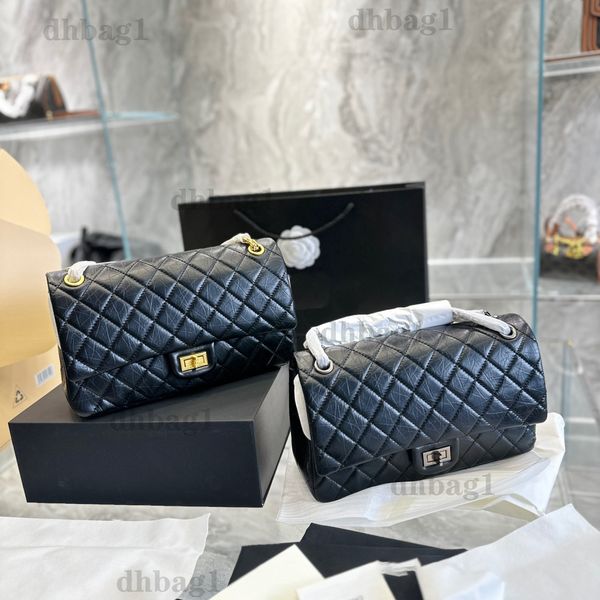 

classical designer 2.55 dual clamshell tote bag black original hardware metal square buckle vintage cattlehide artwork crossbody women shoul