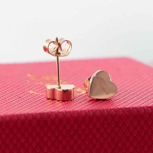 

10 years factory wholesale new fashion titanium steel peach heart rose gold three-dimensional heart letter couple gift with dust bag, Golden;silver