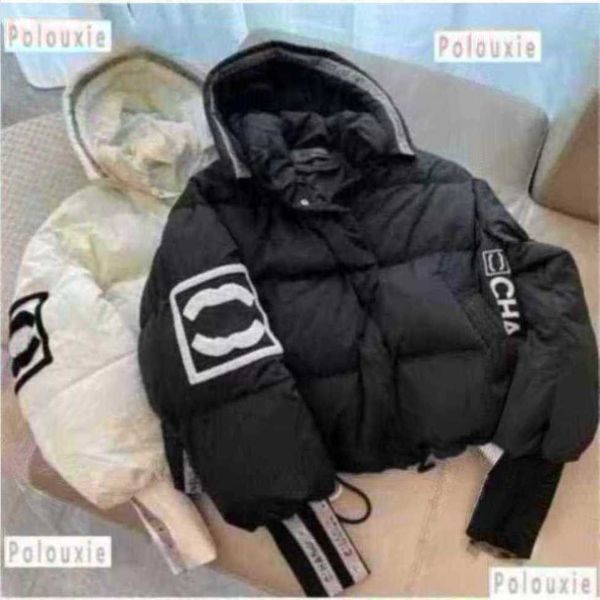 

men's parkas designer channel down jean jacket autumn and winter puffer jackets coat ski embroidery c lapel hooded zipper casual short, Black