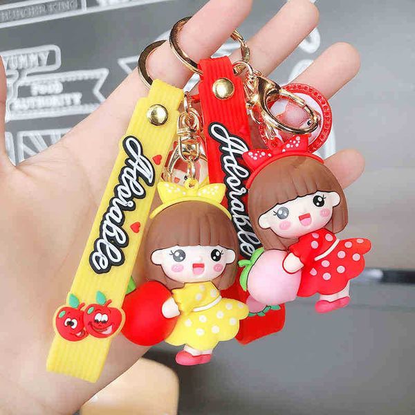 

keychains cartoon fruit doll key cute girl baby cartoon car for girls, Silver