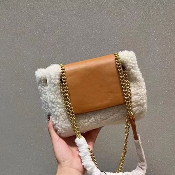 

shoulder bag handbag women designer lamb hair cloud bags leisure pure leather chain bags shopping fashion lady purse messenger front logo la