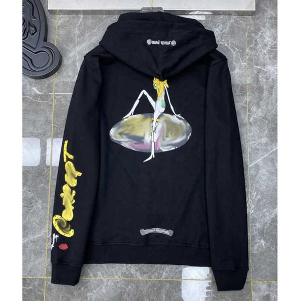 

fashion luxury mens sweatshirts ch designer women jackets hoodies zipper sanskrit graffiti hooded sweater cross pullover hoodie casual coat, Black