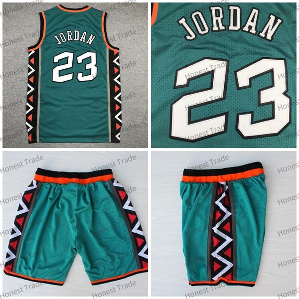 

1996 all retro 23 basketball jersey shorts star vintage mens basketball jerseys stitched green, Black;red