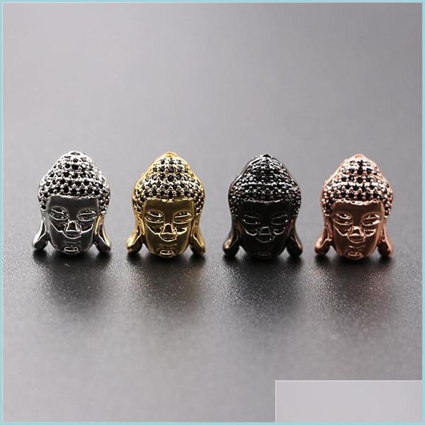 

other wholesale brass metal micro pave cz buddha head beads for diy jewelry spacer making bracelets accessories drop delivery 2022 f dhmht, Blue;slivery