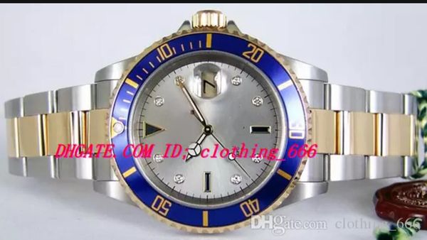 

luxury watch men stainless steel bracelet silver serti diamond dial yellow gold 16613 watch chest 40mm mechanical men's wristwatch, Slivery;brown