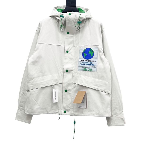 

men women hooded jacket rain and wind sports rushing jacket outdoor mountaineering white green zipper windbreaker, Black;brown