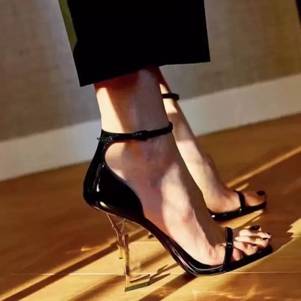 

women luxurys heel shoe sandals high heels shoes pumps designers classic letter metal real leather strap handbag wedding dress with original, Black