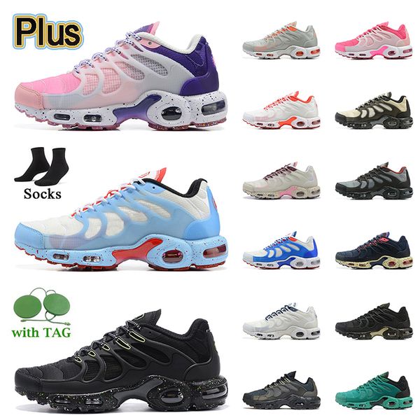

women mens tn plus running shoes 2022 new tuned tns terrascape runners sneakers white navy sky blue purple pink black barely volt deep grey