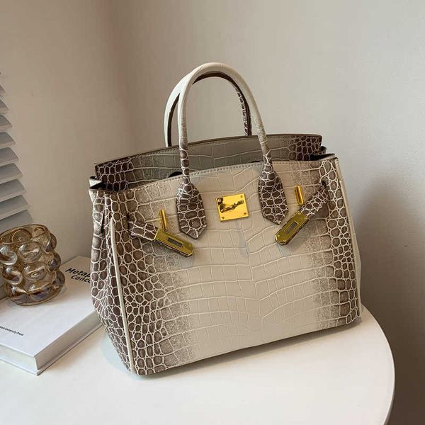 

original designer women totes bag shoulder h home s pure hand texture 2023 new large capacity hand-held atmospheric alligator cross