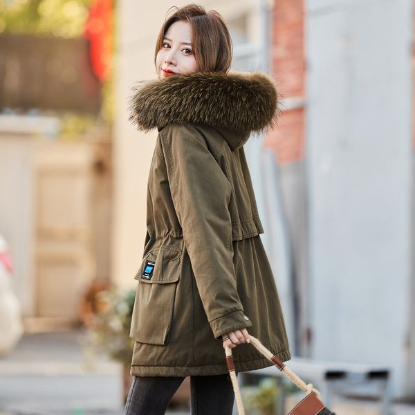 

women's down medium length down cotton padded jacket to overcome winter, Black