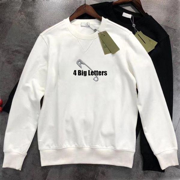 

2021 new mens hoodies couples casual pullover long sleeve street hip hop cotton big pin loose fit womens designer hooded stylist s307i, Black