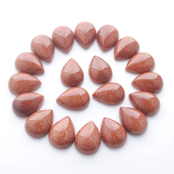 

natural golden sand gemstones teardrop 13x18mm cabochon no hole loose beads for diy jewelry making earrings bracelets necklace rings accesso, Black