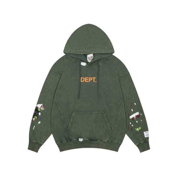 

fleece splashed cotton men's hoodies galleryy deptts co signed the new letters hand-painted and designer luxury with ink to make old ho, Black