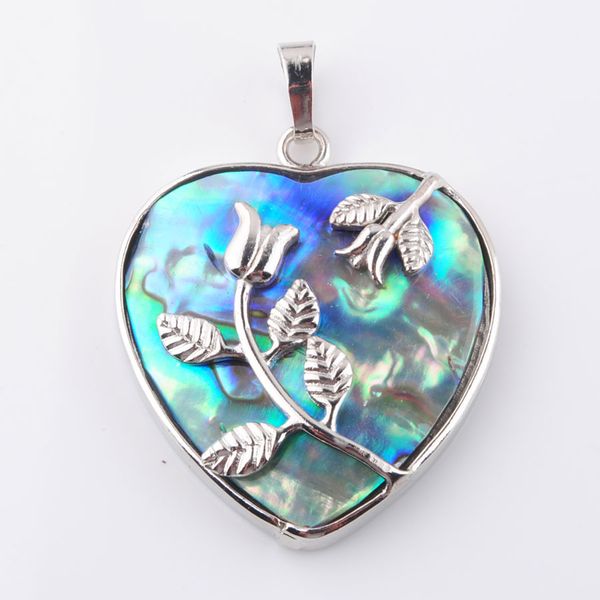 

natural abalone shell heart pendants shape pendulum pendant for necklace fashion popular jewelry n3645, Silver