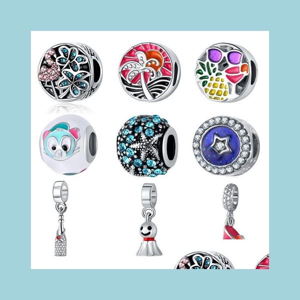 

other original bloom animal tred bead crystal enamel charm pendant fit women pandora bracelet bangles diy charms drop delivery 2022 dhjkn, Blue;slivery