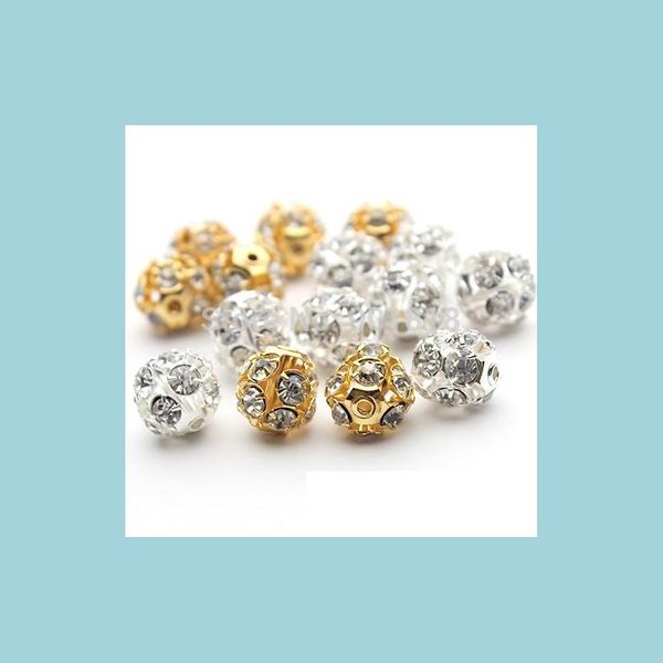 

other 30pcs/lot 6mm/8mm/10mm gold/sier round pave disco ball beads rhine stone crystal spacer for diy jewelry drop delivery 2022 fin dhwia, Blue;slivery