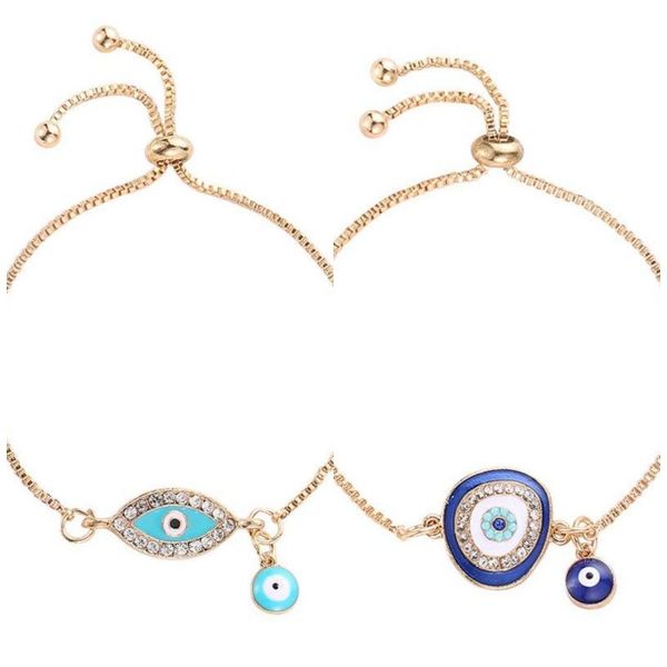 

evil eye adjustable chain bracelets blue eyes charm bracelet bohemian jewelry, Black