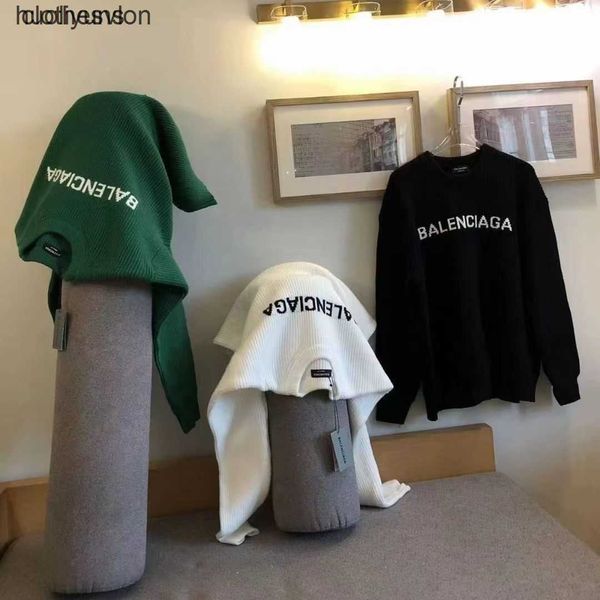 

designer sweater balenciga women version right of fashion brand jacquard letter men's autumn winter high street long sleeved, White;black